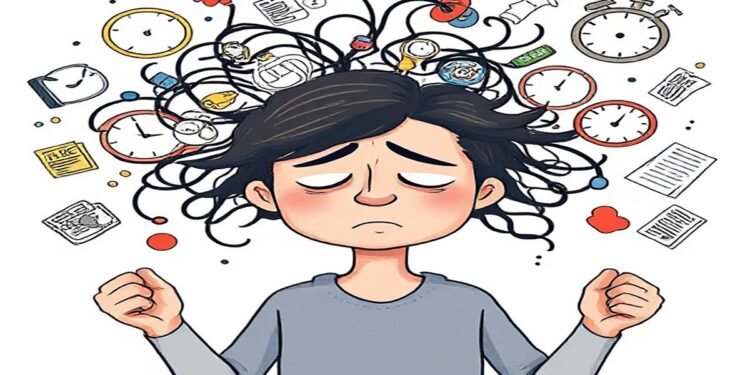 Understanding Stress and How to Manage It 1 Illustration explaining stress and how to manage it, featuring stress triggers and effective stress management techniques like meditation, breathing exercises, and physical activity