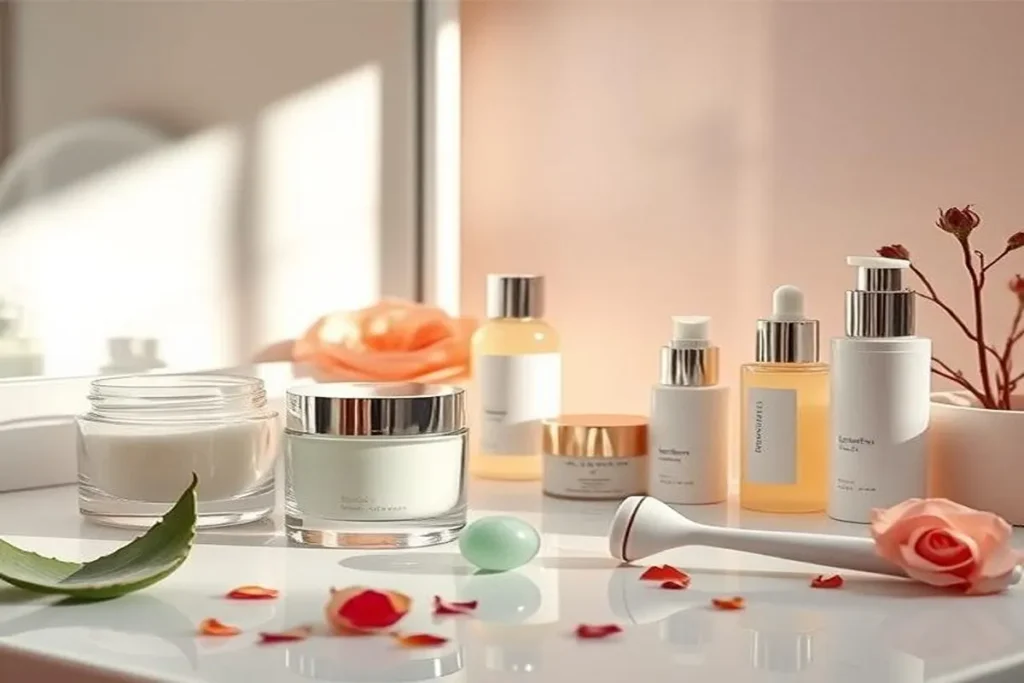 How to Fix Uneven Skin Texture: Top Effective Treatments and Solutions for Smooth Skin 2 Luxurious skincare products for treating uneven skin texture, including exfoliating masks, retinoids, and microneedling tools. Designed for smooth, even skin