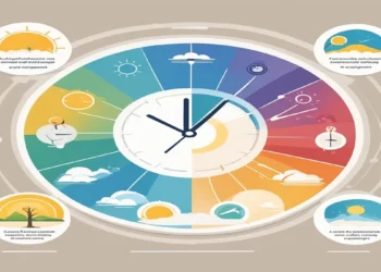 Diagram of circadian rhythm and sleep-wake cycle, showing how light exposure and sleep patterns affect the body's internal clock for better sleep