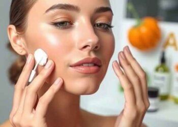 Close-up of skincare routine with retinol serum, highlighting its benefits for smooth, youthful skin.