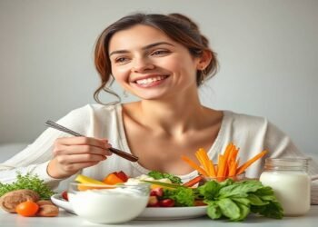 Probiotic-rich yogurt for women's health and hormonal balance with fresh fruits and vegetables.