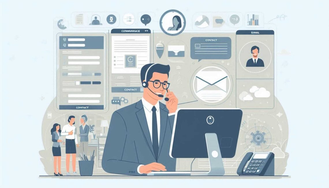 Contact Us 1 A customer service representative assisting a client over the phone in a welcoming office environment, representing communication and support for the Contact Us page