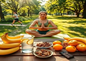 Natural energy-boosting foods without caffeine, including fruits, nuts, and herbal teas, for a healthy lifestyle