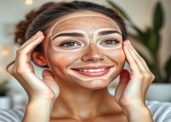 woman applying face mask to treat blackheads and whiteheads for glowing skin in a cozy bathroom