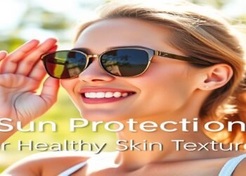 Person applying sunscreen for sun protection to maintain healthy skin texture under the sun