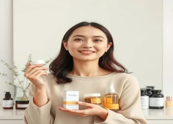 Best Korean skincare products for different skin types: oily, dry, and sensitive, shown in a serene skincare routine